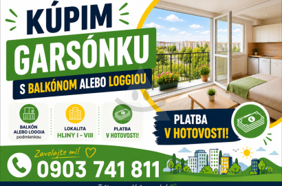 I am looking for a studio apartment with a balcony in Žilina - Hliny