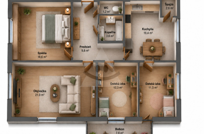 Preslnený 4-izbový byt s loggiou / 81 m2 / Žilina - Vlčince III